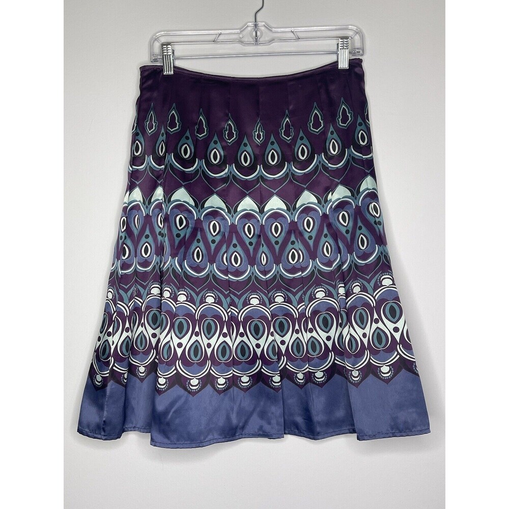 AXCESS By Liz Claiborne Womens Skirt 10 Flared Purple Aqua Peacock Design